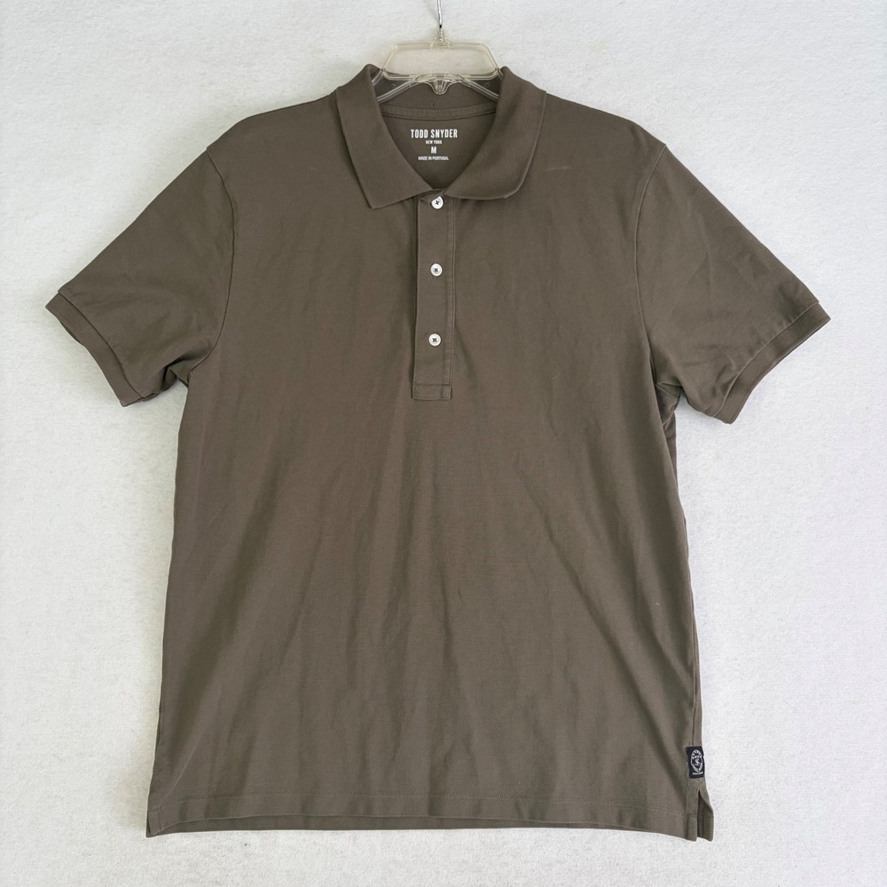 Todd Snyder Men's Organic Cotton Pique Polo Shirt Green Olive Thyme Size Medium - Picture 2 of 9